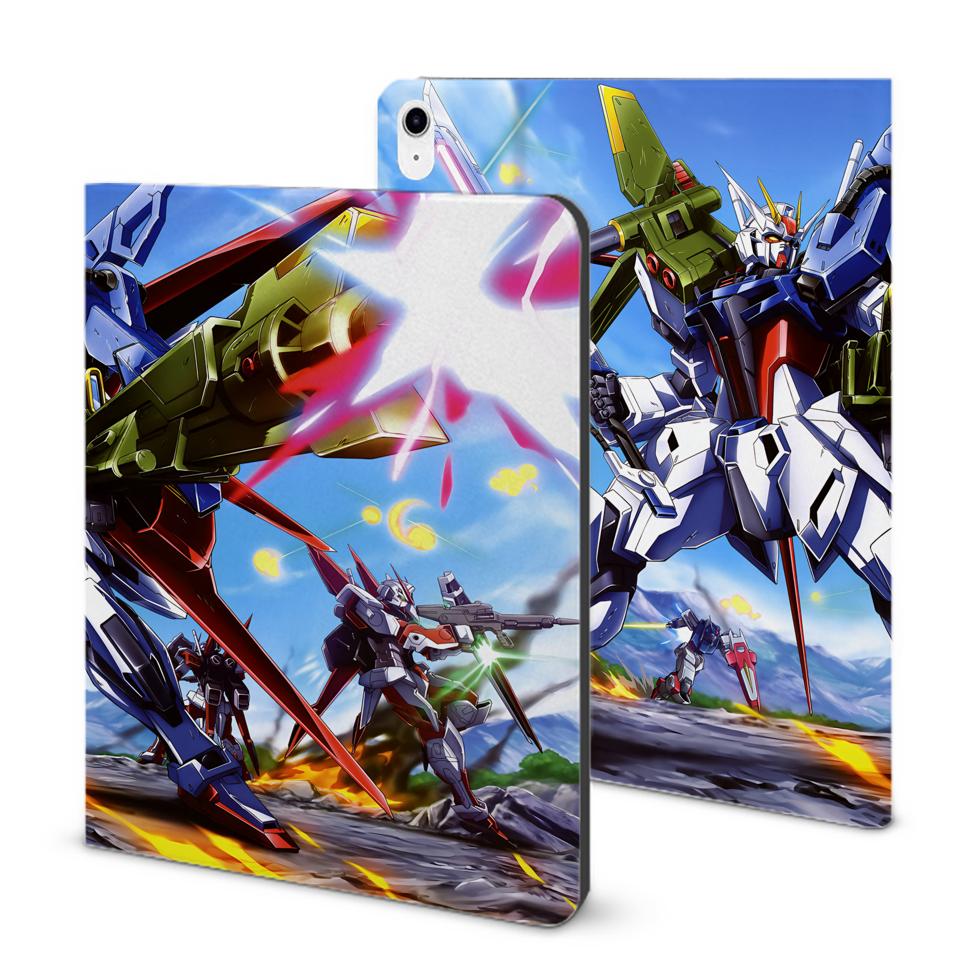 （画像用） 機動戦士ガンダム Mobile Suit Gundam IPad ケース ブック型 PUレザー TPU 耐衝撃 軽量 薄型 ペン収納なし 全面保護 IPad 各モデル対応